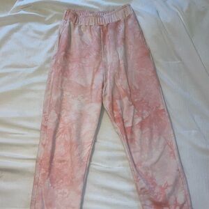 pink and white sweatpants